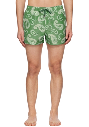JACQUEMUS Green Le Raphia 'Le Maillot Pingo' Swim Shorts
