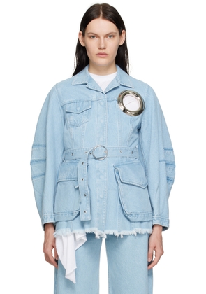 Marques Almeida Blue Eyelet Denim Jacket
