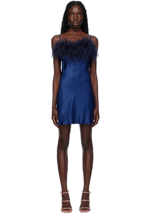 Sleeper Navy Feather Slip Dress