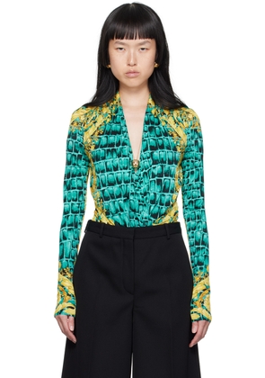 Versace Blue Baroccodile Bodysuit