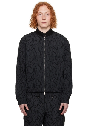 Emporio Armani Black Embroidered Bomber Jacket