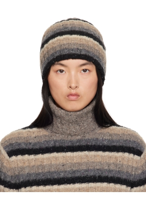 ERL Brown & Black Striped Beanie