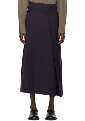 Studio Nicholson Navy Bassi Midi Skirt