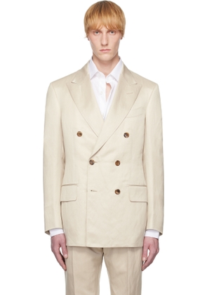 TOM FORD Beige Silk Linen Twill Atticus DB Blazer