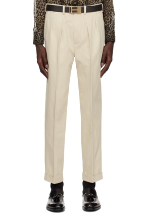 TOM FORD Beige Gabardine Double Pleat Trousers