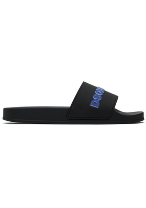 Dsquared2 Black 'DSQUARED2' Logo Pool Slides