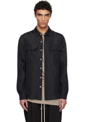 Rick Owens Black Hollywood Silk Gazar Overshirt