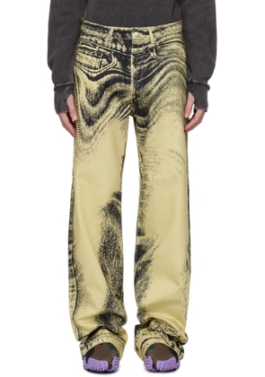 CAMPERLAB Yellow & Black Distorted Print Denim Jeans