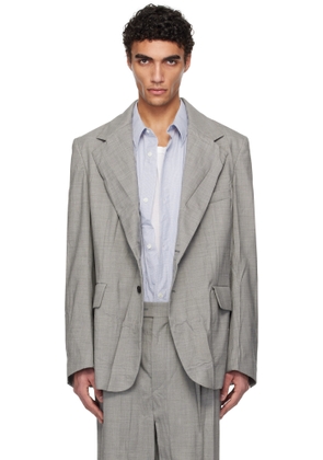 Hed Mayner Gray Crinkled Blazer