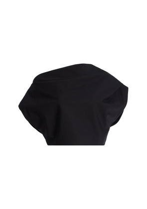 Brandon Maxwell Exclusive RIviera Asymmetric Draped Satin Cotton Crop Top - Moda Operandi