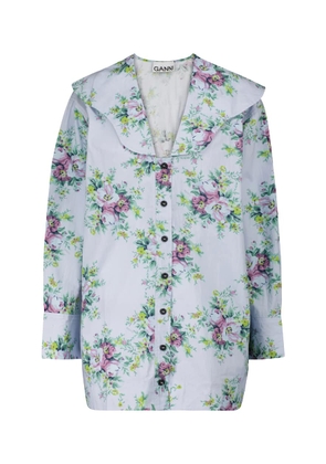 Ganni Floral cotton poplin blouse