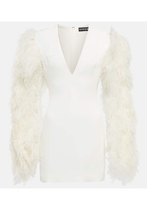 David Koma Feather-trimmed cady minidress