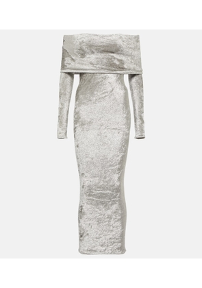 Alaia Off-shoulder velvet midi dress