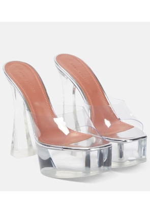 Amina Muaddi Dalida Glass PVC platform mules
