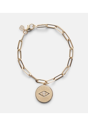 Sydney Evan Evil Eye Coin 14kt gold chain bracelet