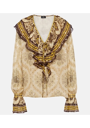 Etro Ruffled paisley silk-blend blouse