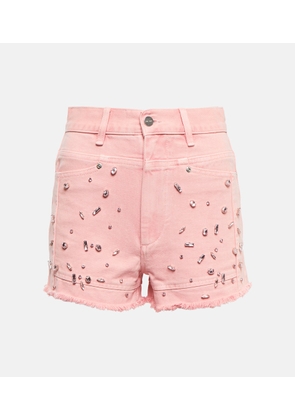 Xu Zhi Crystal-embellished denim shorts