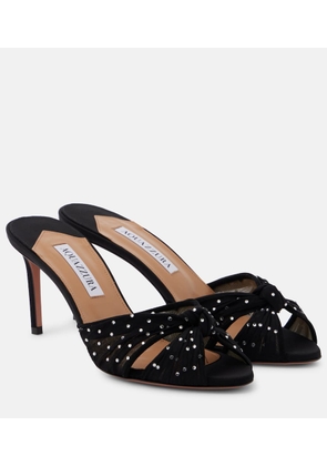 Aquazzura Slow Kisses embellished chiffon mules