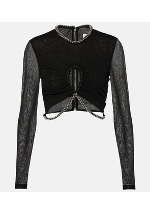 Dion Lee Embellished cutout jersey crop top