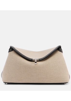 Toteme T-Lock leather-trimmed canvas clutch