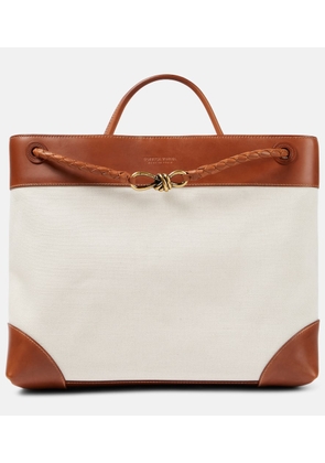 Bottega Veneta Andiamo Large leather-trimmed canvas tote bag