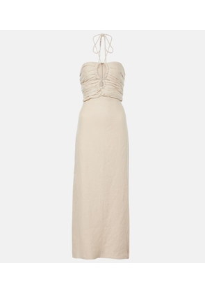 Faithfull Tortugas halterneck linen midi dress