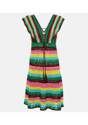 Anna Kosturova Striped crochet cotton minidress