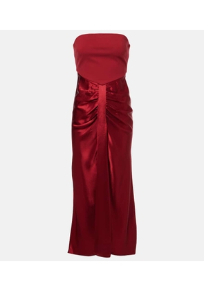 Staud Wayfaring ruched ponte and satin gown