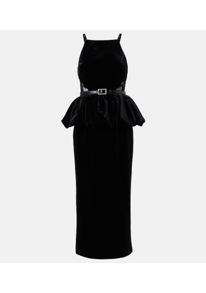 Self-Portrait Belted lace-trimmed velvet midi dress