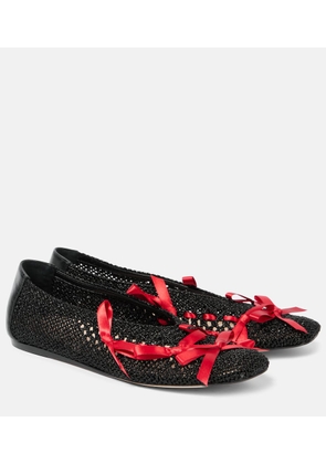 Simone Rocha Bow-detail crochet ballet flats
