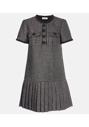 Self-Portrait Pleated boucle minidress