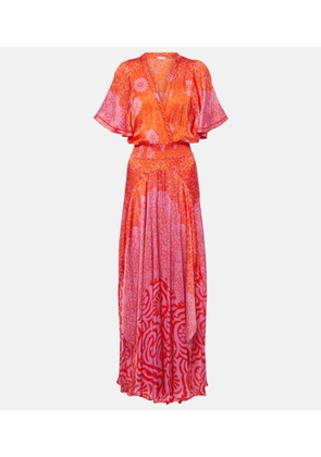 Poupette St Barth Mabelle printed front-slit maxi dress