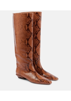 Paris Texas Bettina snake-effect leather knee-high boots
