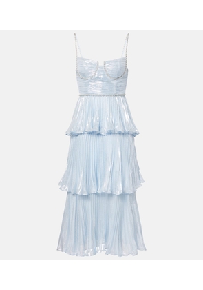Self-Portrait Feather-trimmed silk-blend chiffon gown