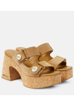 Jimmy Choo Fayence 95 suede platform mules