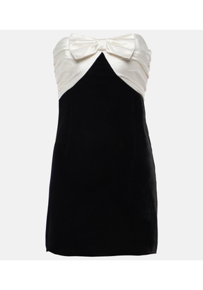 Alessandra Rich Bow-detail strapless velvet minidress