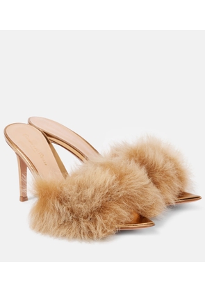 Gianvito Rossi Pointy shearling-trimmed leather mules