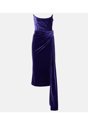 Alex Perry Draped velvet corset gown