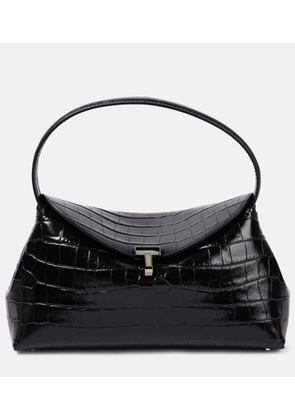 Toteme T-Lock croc-effect leather clutch