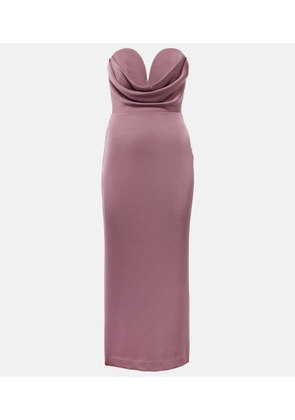 Alex Perry Gathered strapless satin midi dress