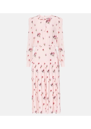 Alessandra Rich Floral pleated silk midi dress