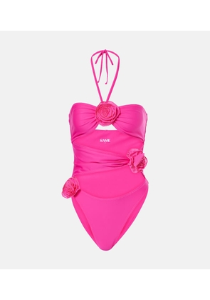 Same Floral-applique cutout swimsuit