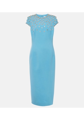 Oscar de la Renta Crystal-embellished wool-blend midi dress