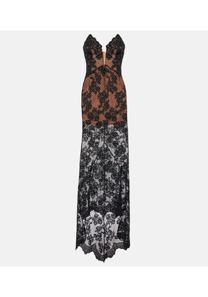 Self-Portrait Embellished sheer lace gown