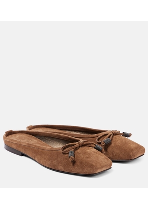 Brunello Cucinelli Monili bow-detail suede mules