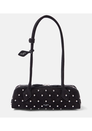 Alaia Le Teckel Small studded suede shoulder bag