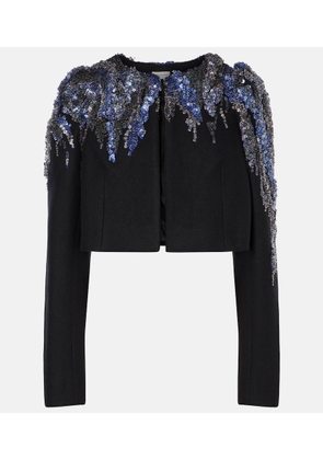 Dries Van Noten Sequined cropped wool-blend jacket