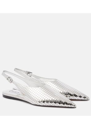 Alaia Art Deco mirrored leather slingback flats