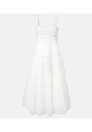 Veronica Beard Lucien embroidered tiered midi dress