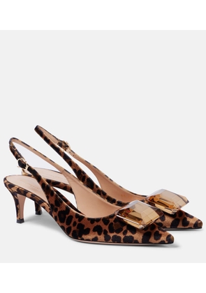 Gianvito Rossi Jaipur 55 leopard-print velvet slingback pumps